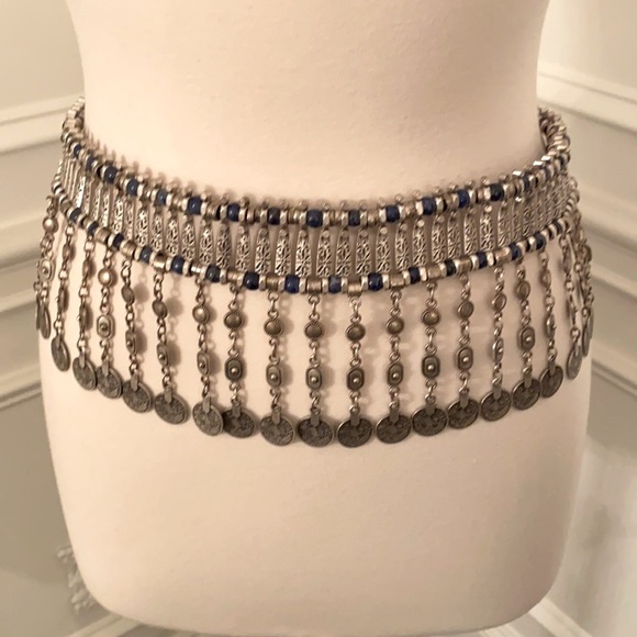 Festival Lapis and Pewter Coin Belt - Picture 1 of 6